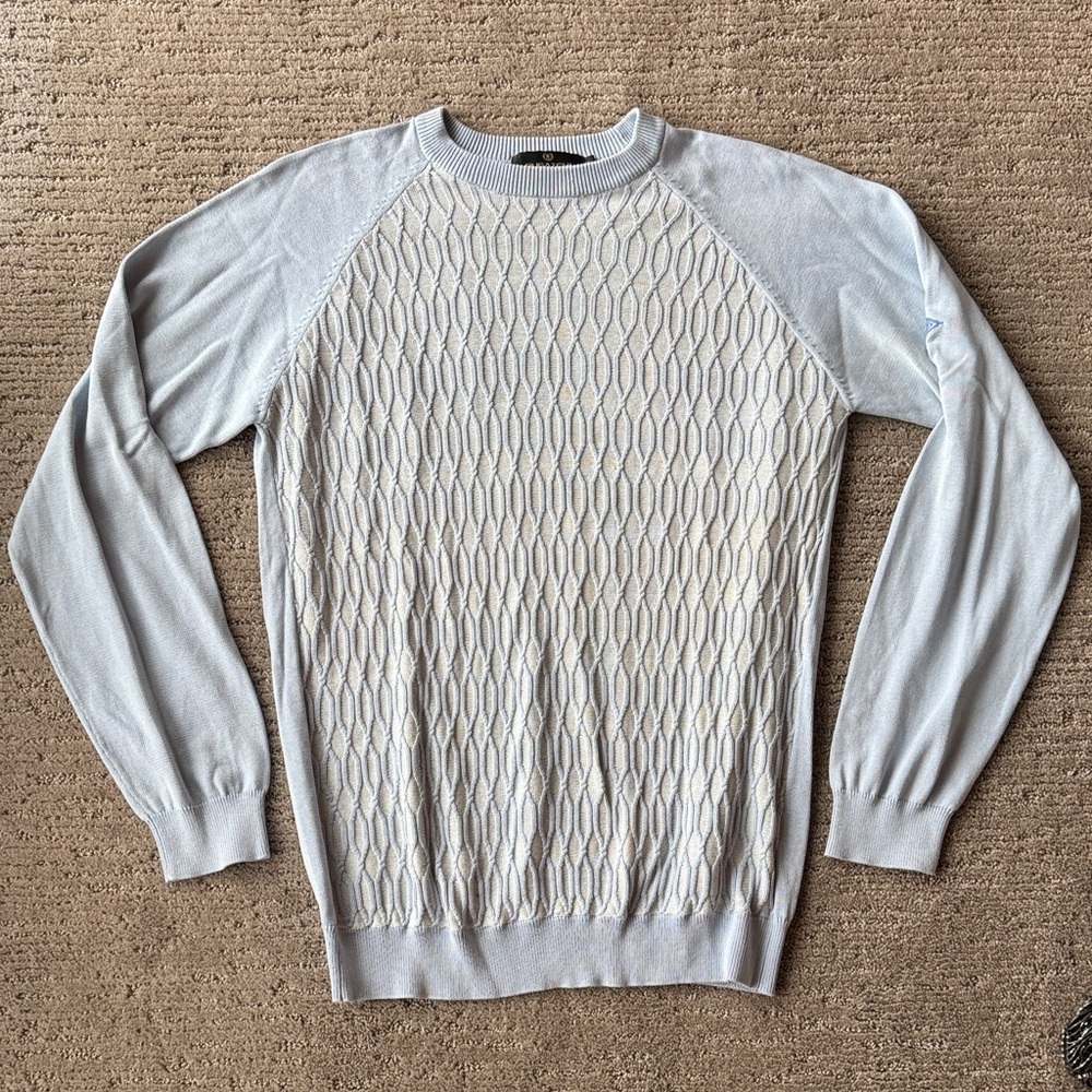 Bugatchi Light Blue Textured Crewneck Sweater